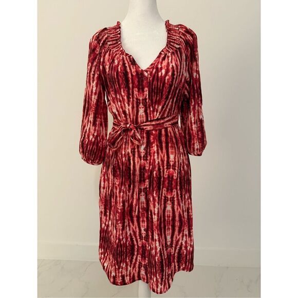 New Smocked Peasant Dress Tie Dye Waist Belt - Picture 2 of 5